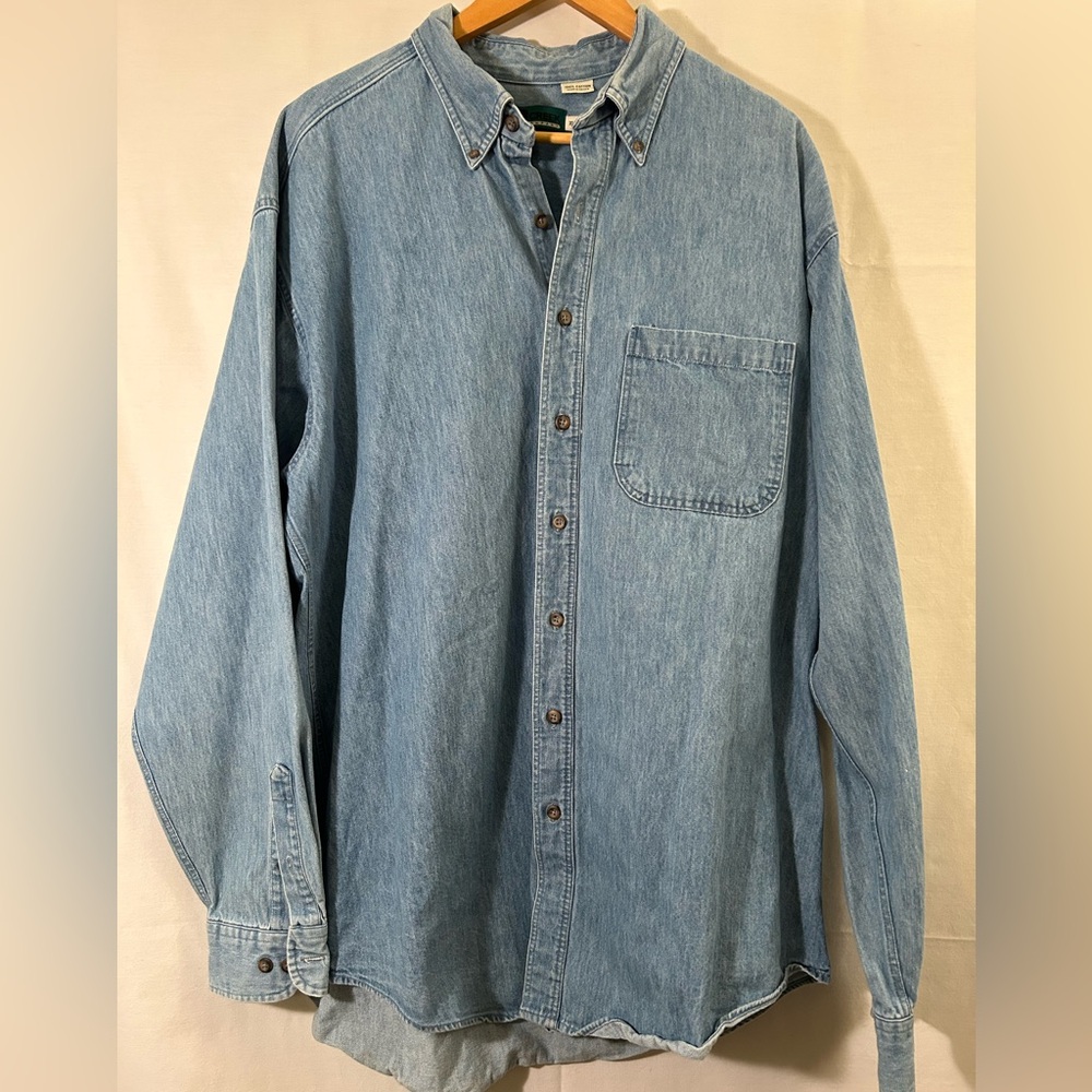Bear Creek Blue Denim Button-Up Shirt Size XLT